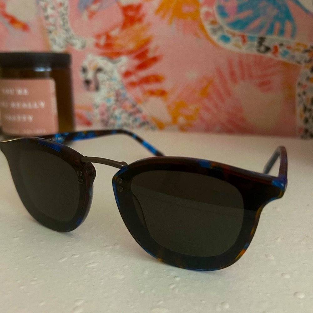 NWT KREWE Unisex Brown & Blue Tortoise Sunglasses Polarized UV Protection